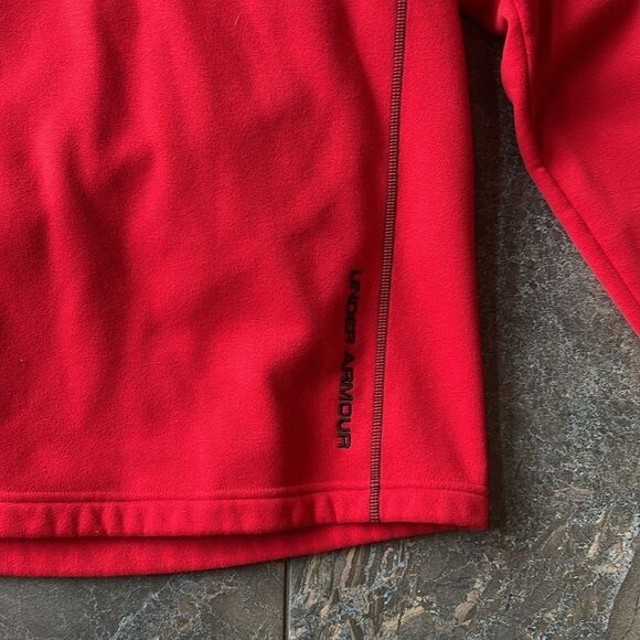 Under Armour Mens Heavy Performance Fleece 1/4 Zip Red and Black size Med - Picture 3 of 11